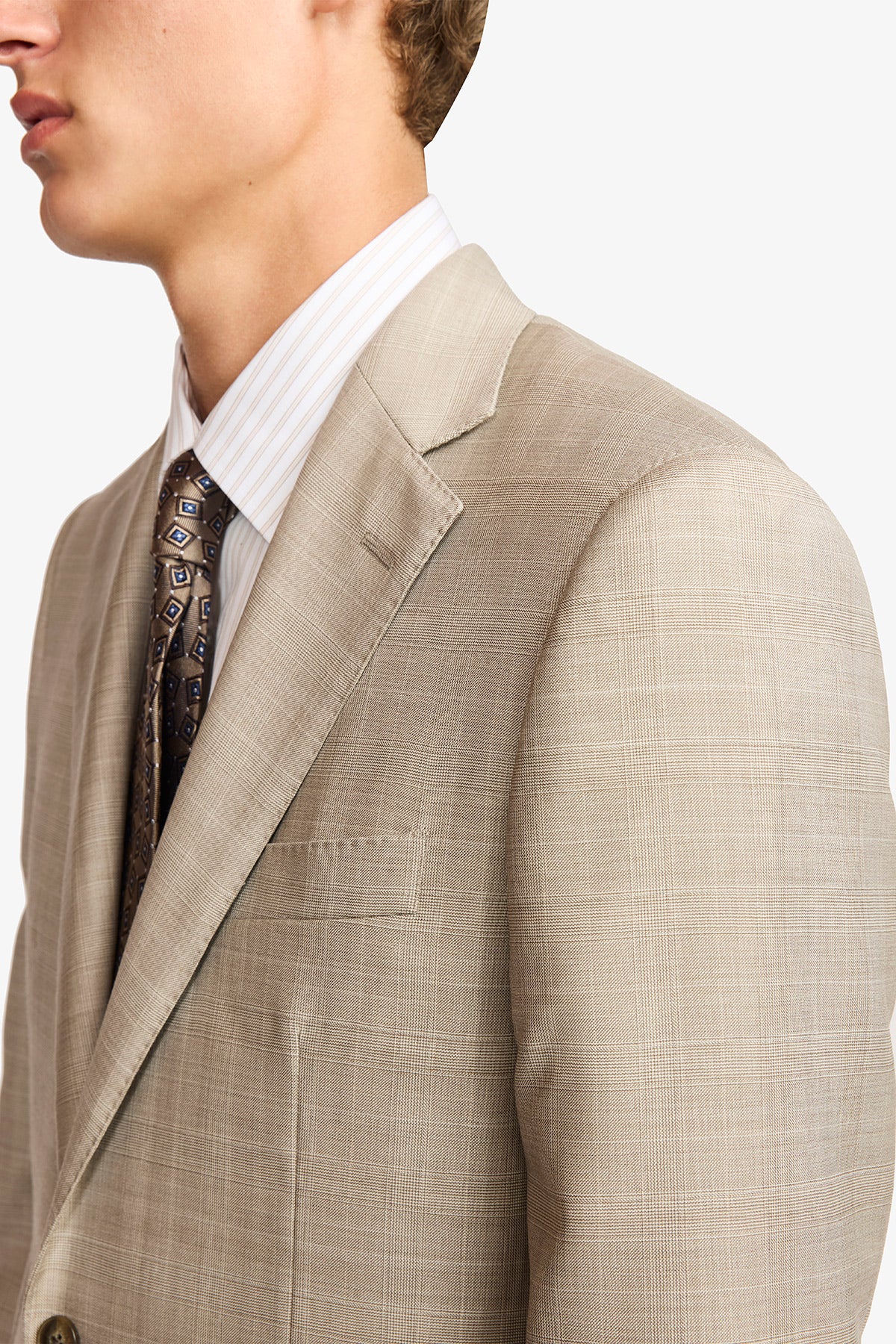 Mateo suit - Fawn tonal Prince of Wales check, in pure wool, super 110's - Image 12
