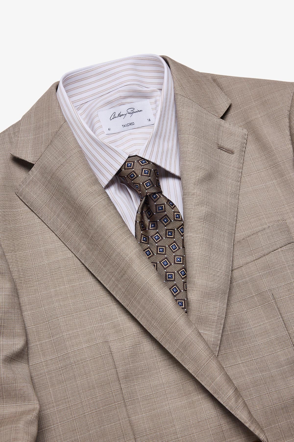 Mateo suit - Fawn tonal Prince of Wales check, in pure wool, super 110's - Image 3