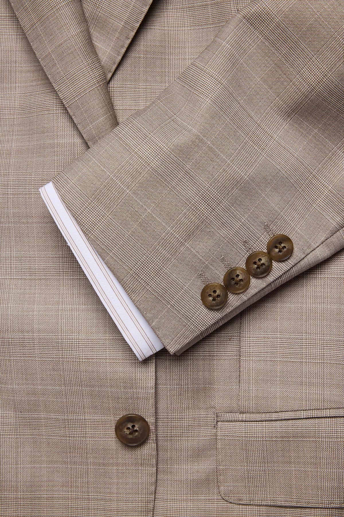 Mateo suit - Fawn tonal Prince of Wales check, in pure wool, super 110's - Image 4