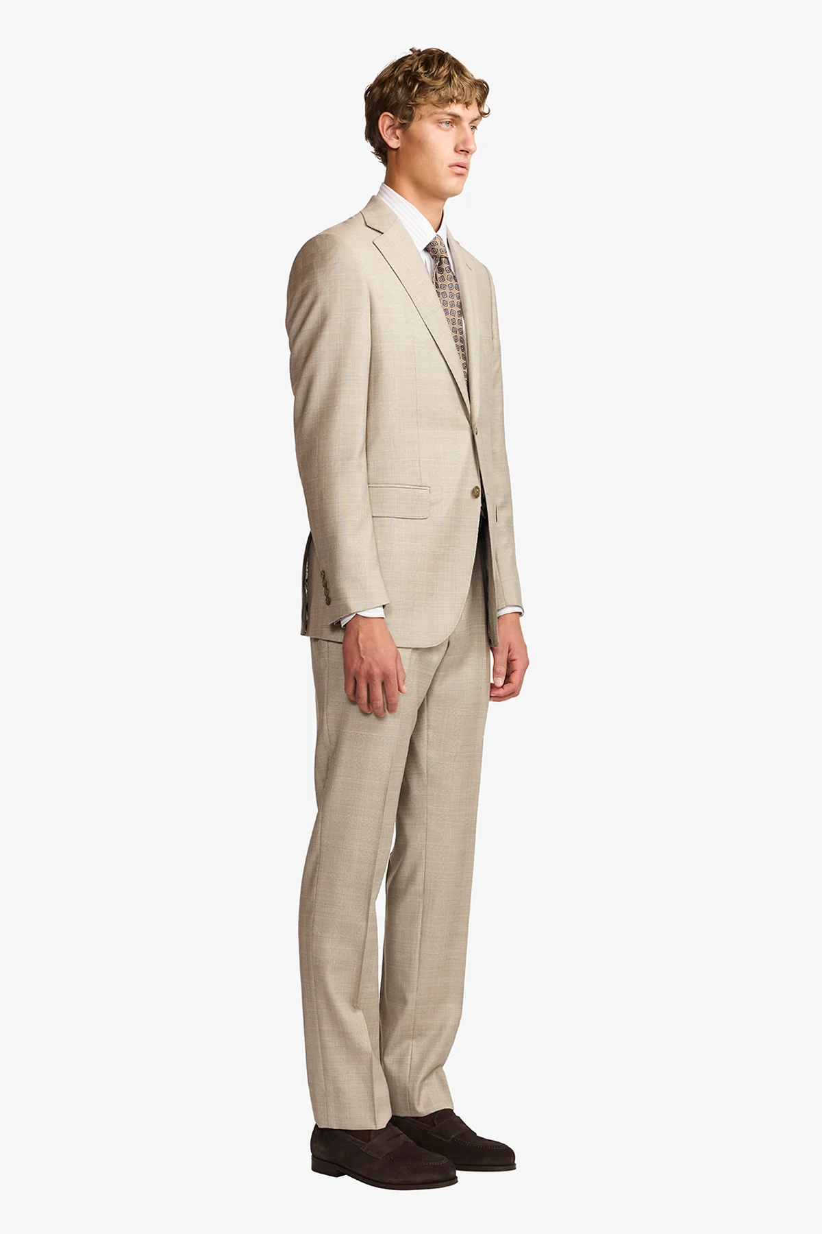 Mateo suit - Fawn tonal Prince of Wales check, in pure wool, super 110's - Image 8