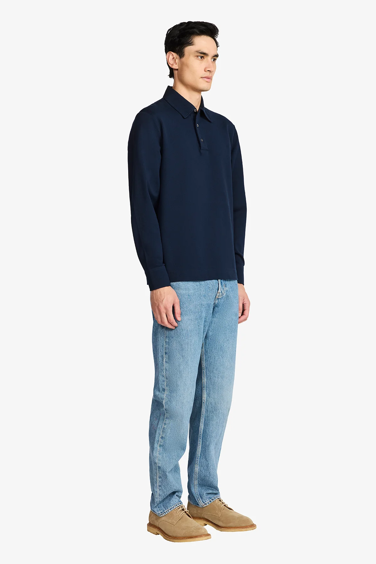 Raffa Navy Blue Knitted Polo - Image 4
