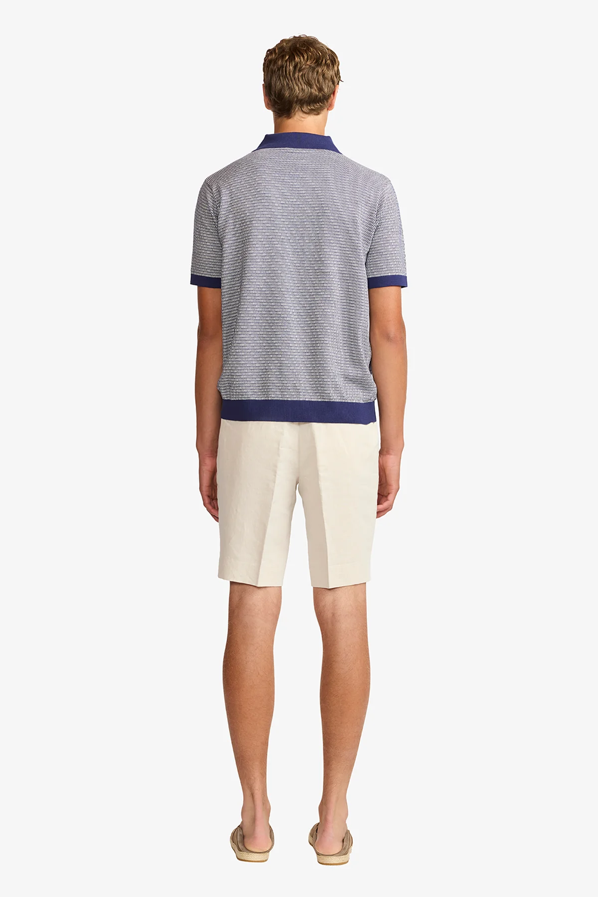 Santi blue knitted jacquard S/S polo - Image 6
