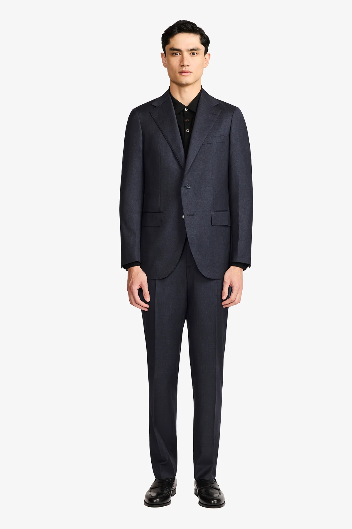 Stokes - Navy Tonal Prince Of Wales Check In Pure Wool, Super 120's - Image 2