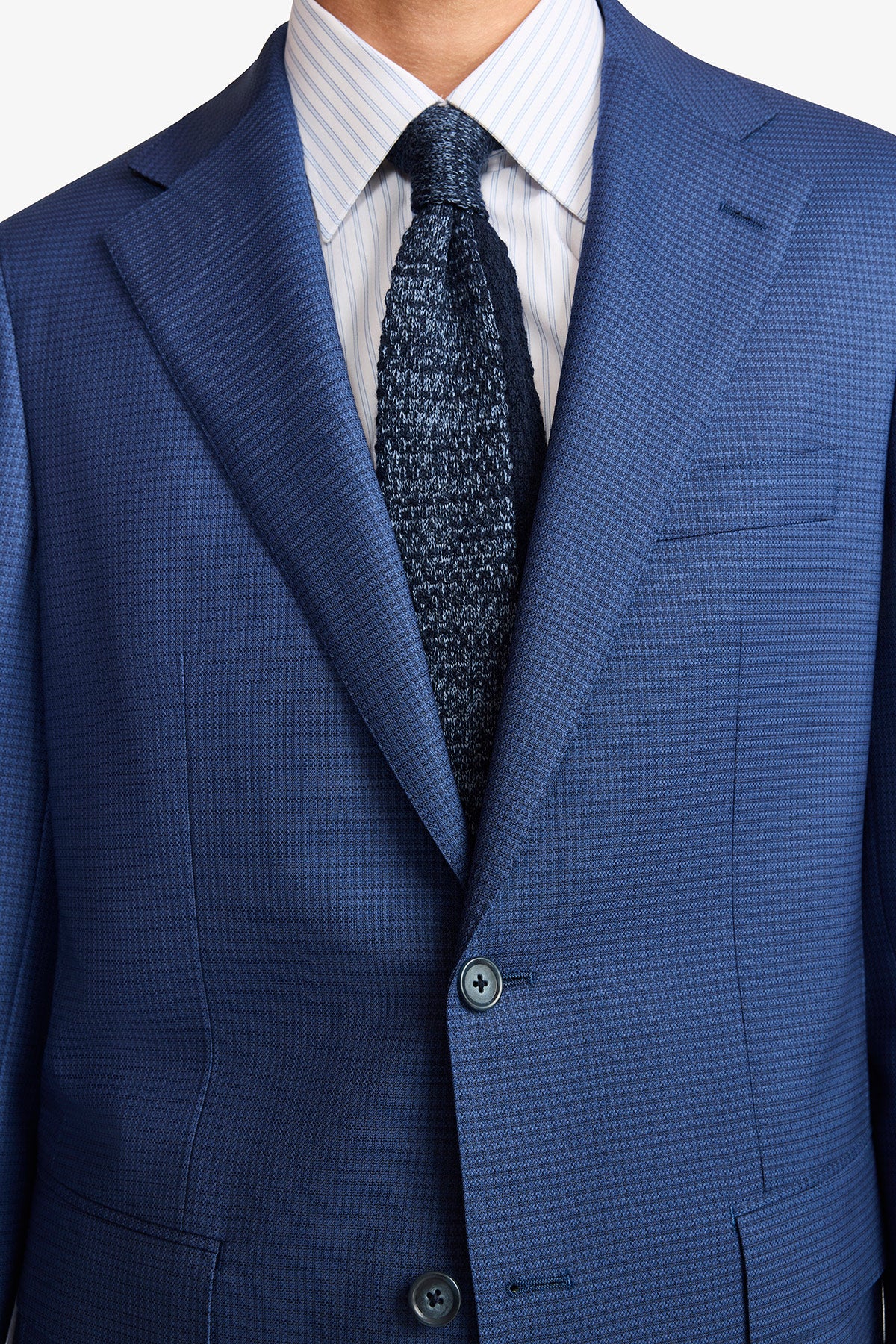 Stokes suit - Mid blue micro houndstooth, in pure wool, super 110's - Image 11