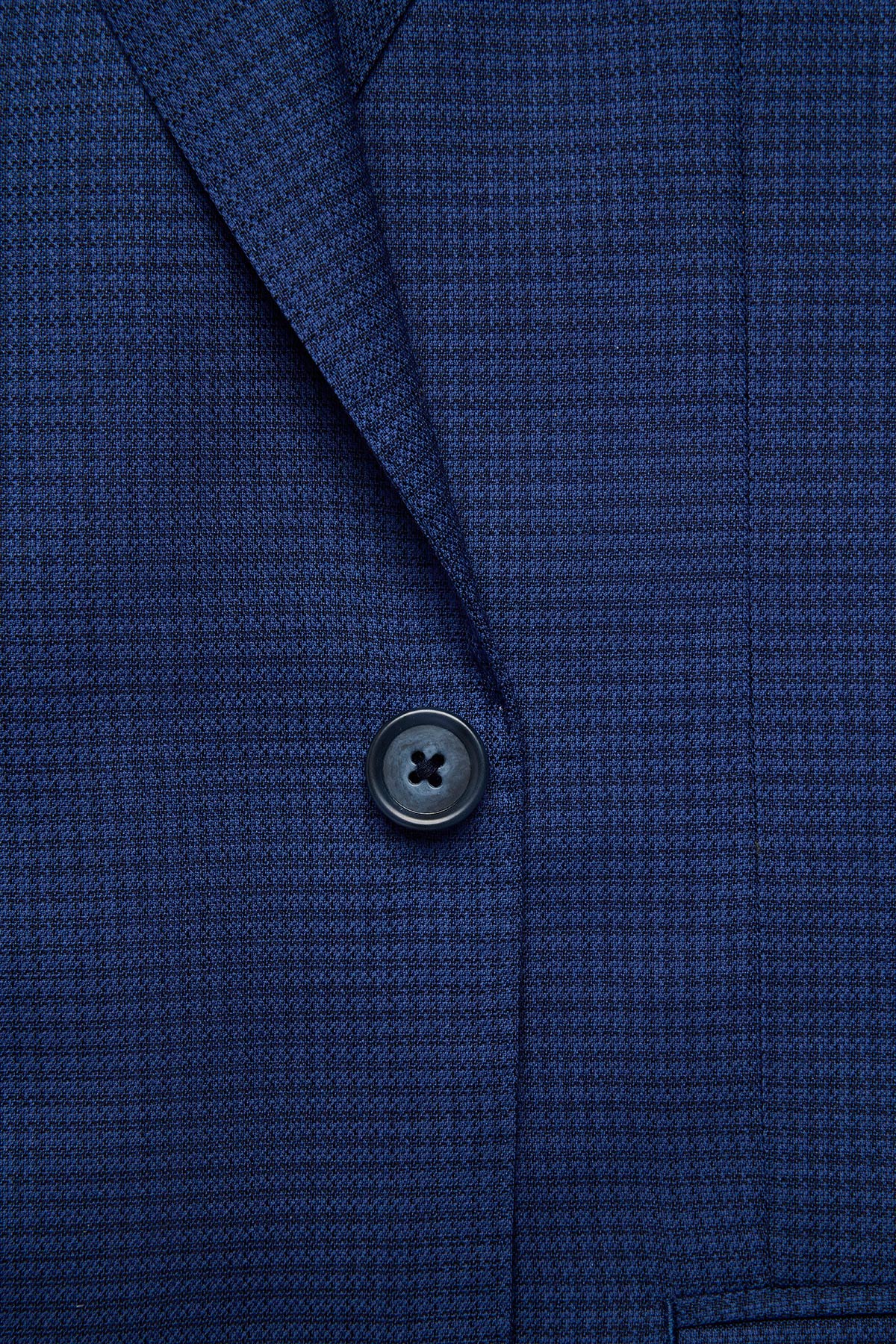 Stokes suit - Mid blue micro houndstooth, in pure wool, super 110's - Image 5
