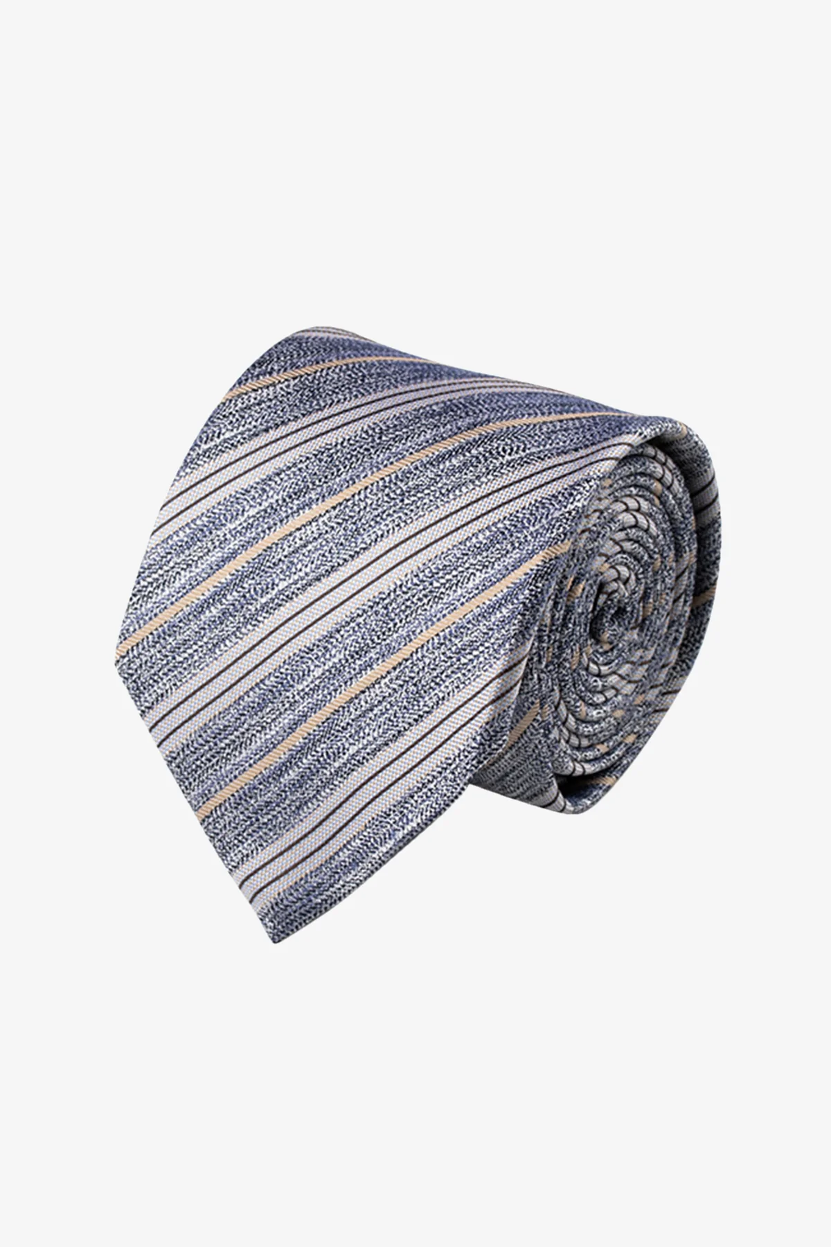 Tie - Silk silver blue stripe