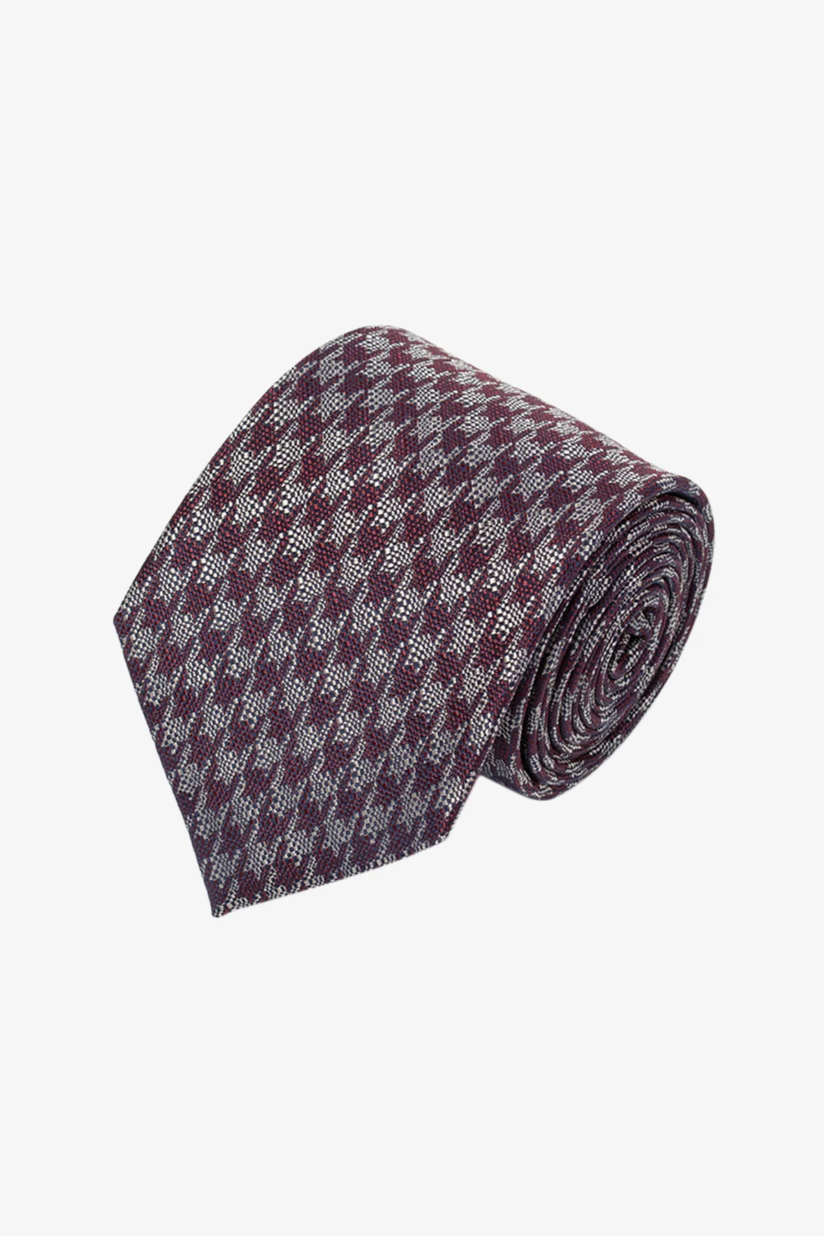 Tie - Silk red white design