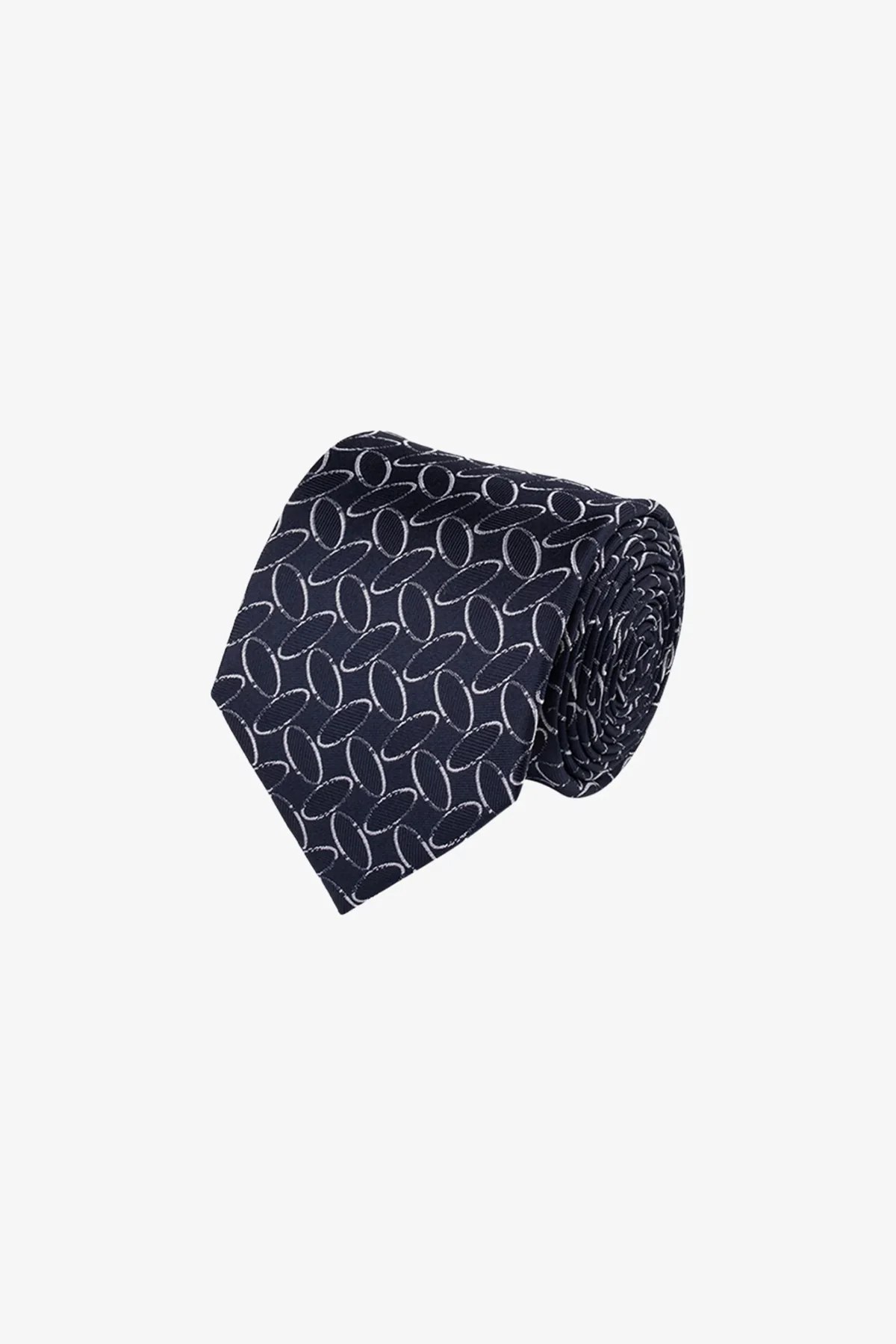 Tie - Silk in navy ovals