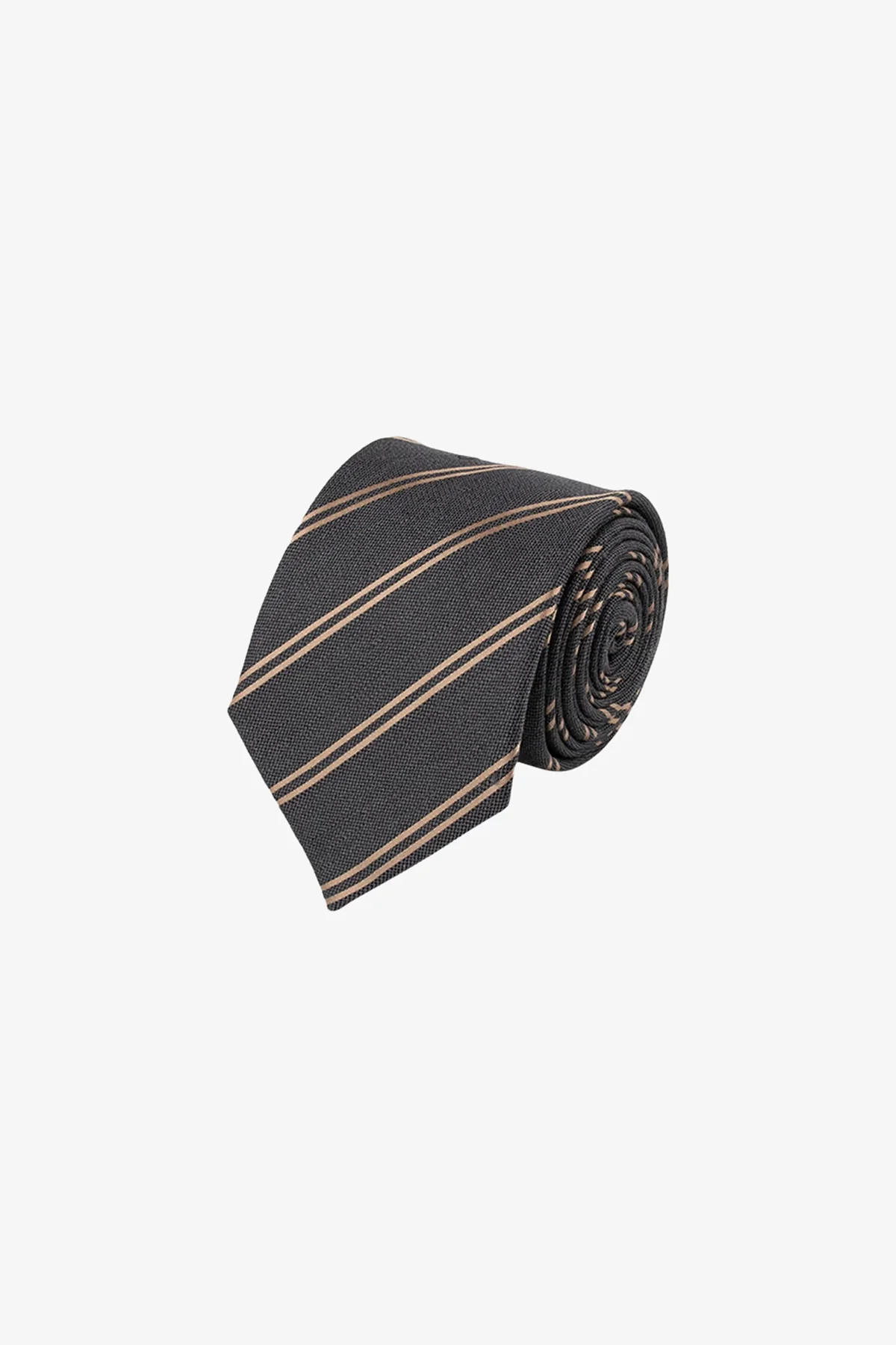 Tie - Silk gunmetal with stripes