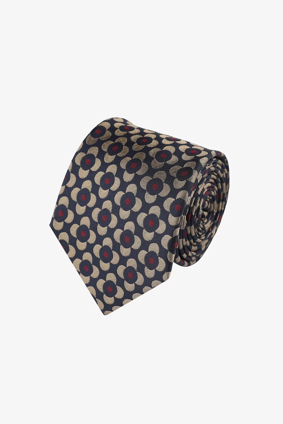 Tie - Navy with bronze florals