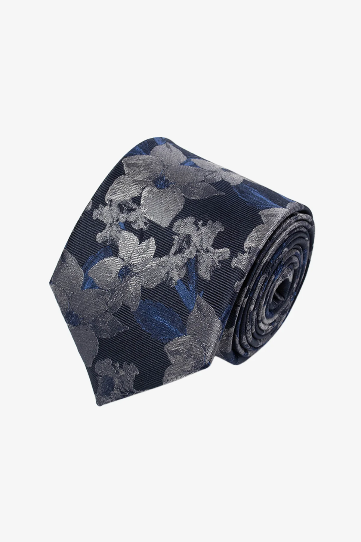 Tie - Silk navy flowers