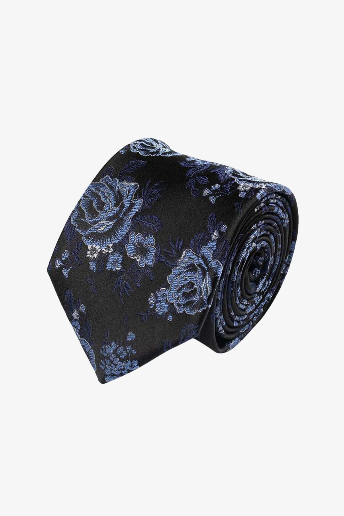 Tie - Silk black electric flowers
