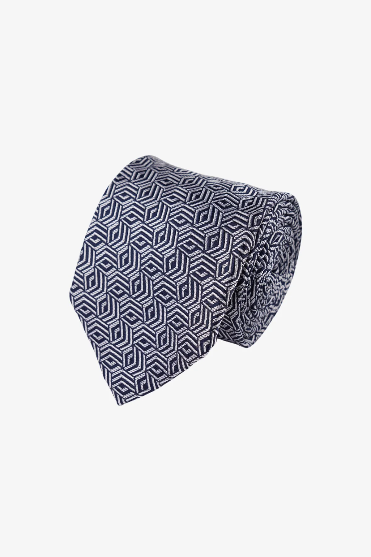 Tie - Silk Navy Geometric