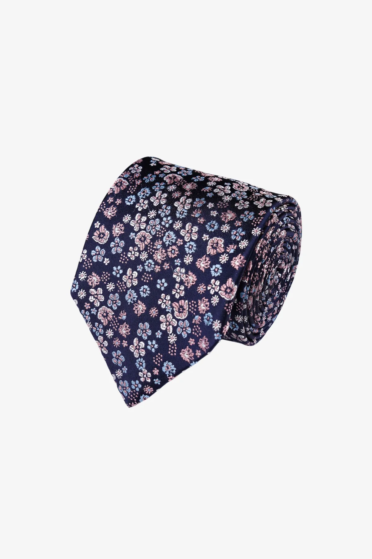 Tie - Silk Navy/Pink Florals