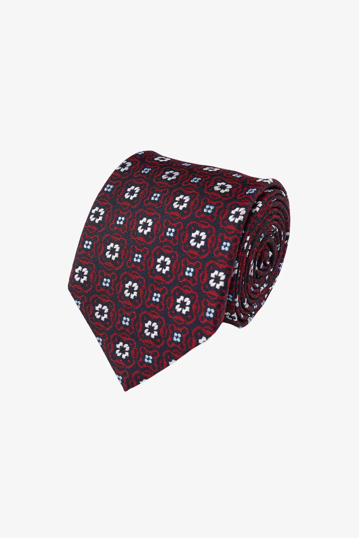 Tie - Silk Navy/Red Florals